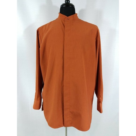 Doc & Amelia Select Mens Large Long Sleeve Shirt Hidden Button Cintas Orange - Picture 1 of 10